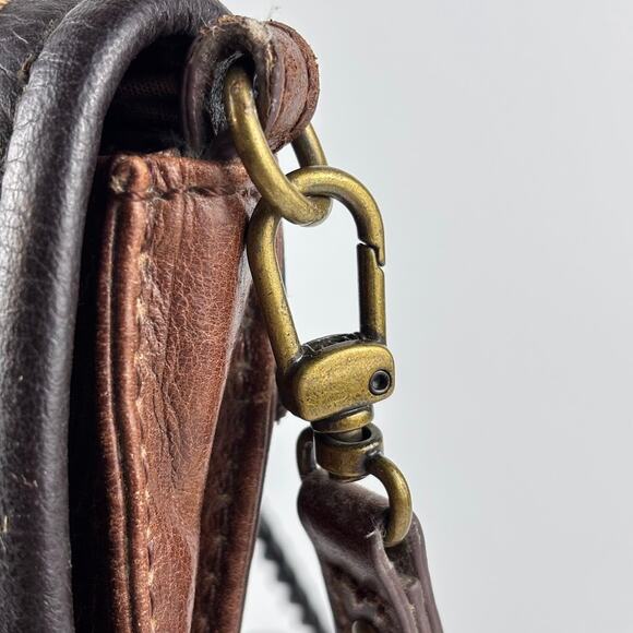 The Sak Glazed Leather Crossbody Purse / Handbag Brown Two-Tone - Picture 8 of 8